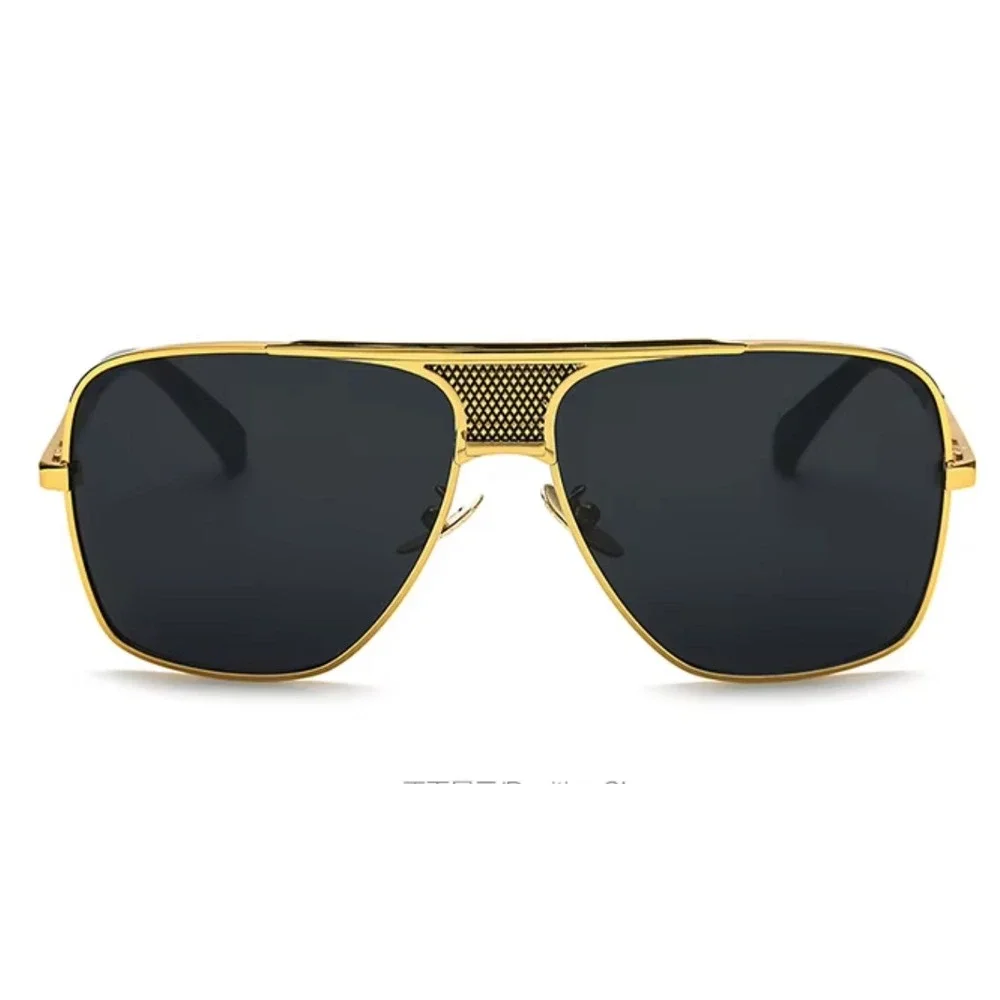 Aviator Sunglasses Gold Frame Black Lens Square Driving Sun Glasses Trendy Gafas